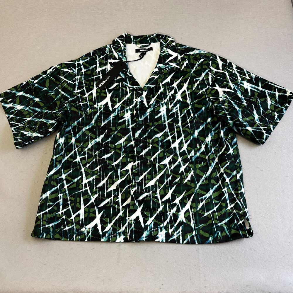 Nova Men Snap Up Savannah Shirt Mens XL Green Jungle Forest Canvas Vacay Casual